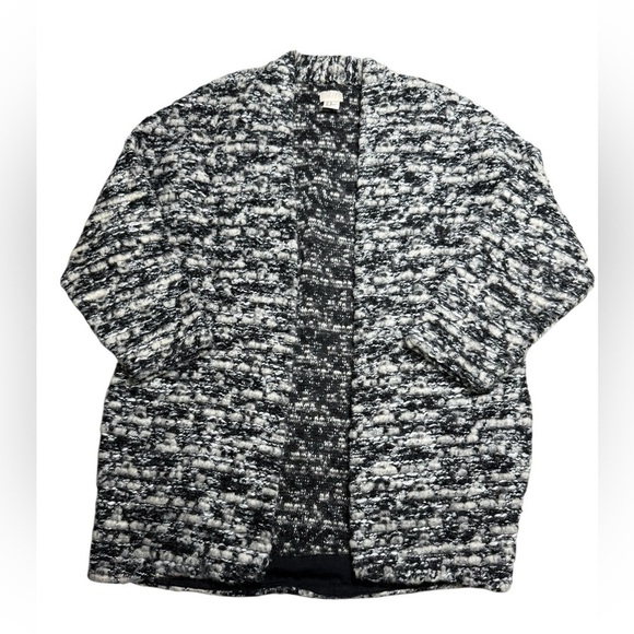 H&M Textured Bouclé Open Cardigan – Size XS, Black & White Knit - Picture 2 of 4